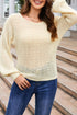 Apricot Sheer Openwork Knit Sweater